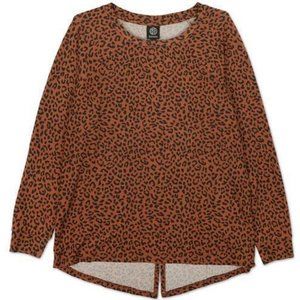 Bobeau Women's Brown & Black Animal Print Top - Long Sleeve